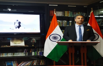  As part of Festival of Unity and AKAM, Embassy organized the screening of Films Division documentary on Sardar Patel.  Amb. Abhishek Singh also addressed the gathering and spoke on the life and times of Sardar Patel